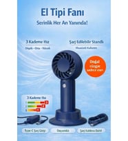 Jasper Sr-0034 Taşınabilir Standlı Serinletici Fan 3 Hız Ayarlı , Typ-c Şarjlı Fan Masaüstü Fan Vant