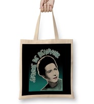 Feminist Simone de Beauvoir Original Stylized Retro Graphic Design Bez Çanta Uzun Saplı