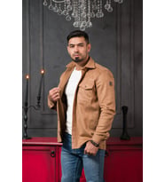 Advante Slimfit Çift Kapak Cepli Astarsız Kaşe Gömlek (Camel)