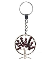 Sertifikalı Lal Garnet Granat Taşı Hayat Ağacı Doğal Taş Anahtarlık (Çok Renkli)