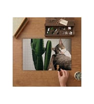 Kaktüsler ve Seviml Kedicik Tasarımı 240 parça Ahşap Puzzle Ahşap Kutuda MP05538