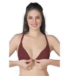 BORDO MI Emay 187 C Önden Açılır Balenli Sporcu Sütyen