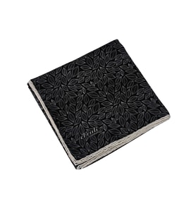 Ebruli Prime Pamuk Comfort Desenli Eşarp 90x90 cm - Yaprak Desenli (Siyah)