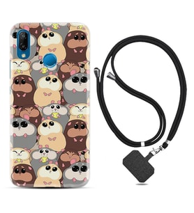 Huawei P20 Lite Mate 10 20 Lite Pro P40 Lite KılıfBoyun Askılı Silikon Sevimli Hayvanlar 1730
