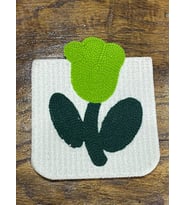 12X10 CM DOKUMA YEŞİL LALE KARE DİKİŞ GİYİM AKSESUARI APLİKE YAMA ARMA