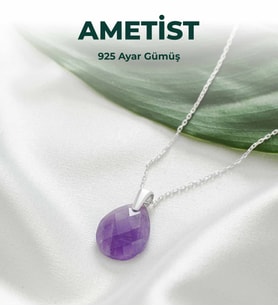 Luxtone Sertifikalı Ametist 925 Ayar Gümüş Kolye Kadın Takı LX0230KL