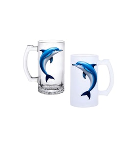 Ghostbastır Design Yunus Balıklı Kulplu Bira Bardağı Buzlu veya Şeffaf Seçenekli 0252