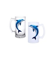 Ghostbastır Design Yunus Balıklı Kulplu Bira Bardağı Buzlu veya Şeffaf Seçenekli 0252
