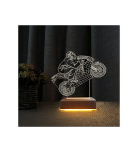 Yarış Temalı Led Gece Lambası, Motorcu Tasarımı, Doğum Günü Hediyesi (Krem)
