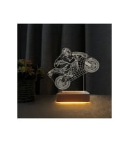 Yarış Temalı Led Gece Lambası, Motorcu Tasarımı, Doğum Günü Hediyesi (Krem)