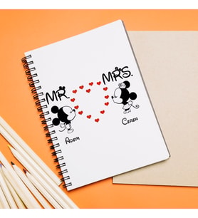 Mickey & Minnie Mouse Sevgili Çift Tasarımlı Defter Kişiye Özel