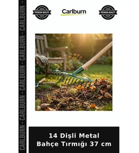 Özel Üretim Yaprak Toplama 14 Dişli Metal Bahçe Tırmığı - 37 cm Genişlik - Dayanıklı Yapı
