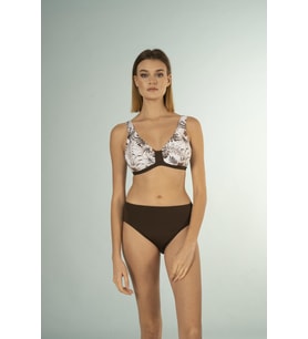 Estiva Desenli Luplu Toparlayıcı Bikini Takımı - Kahverengi