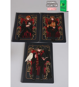 x Dekomus  "Wizard Icons Collection" Harry Potter A4 Spiralli Kareli Defter 80 Yaprak Tek Adet