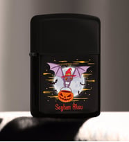 BK Gift Kişiye Özel Happy Halloween Tasarımlı Renkli Baskılı Siyah Benzinli Metal Çakmak-8