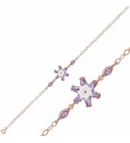 Gümüş Rose Lila Lotus Çiçeği Bileklik