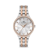 Ferro FL21467A-E Quartz Çelik Rose/Gri 35 mm Kadın Kol Saati