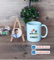 Muhasebeci Kupa Bardak Beyaz ve Fotoğraflı Ahşap Anahtarlık Hediye (Model 1)