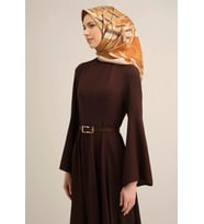 Armine Sura İpek Eşarp 9315 - 01 Turuncu Karışık Desen