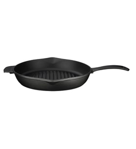 Lava Döküm Yuvarlak Izgara Tava Döküm Demir Yekpare Saplı Konkav Taban 12mm. Çap(Ø)28cm.