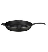 Lava Döküm Yuvarlak Izgara Tava Döküm Demir Yekpare Saplı Konkav Taban 12mm. Çap(Ø)28cm.