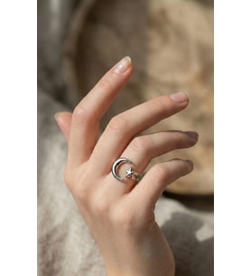 925 Ayar Ay Yıldız Gümüş Bayan Yüzük.rose.gold.rodaj