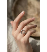 925 Ayar Ay Yıldız Gümüş Bayan Yüzük.rose.gold.rodaj