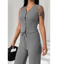 Nare Gri Pantolon Bluz Alt Üst Takım (Gri)