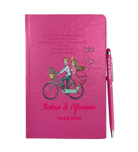 Sevgililer Gününe Özel Pembe Defter Kalem & Hediye Seti 10