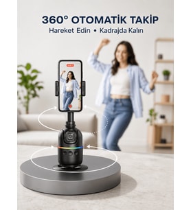 Yapay Zeka Destekli Yüz Takip Özellikli 360 Derece Dönen Masaüstü Telefon Sabitleyici Yeni Nesil
