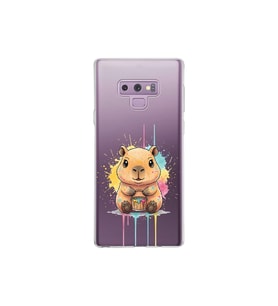 Samsung Galaxy Note 9 ile Uyumlu Splash Kapibara Tasarımlı Şeffaf Silikon Kılıf