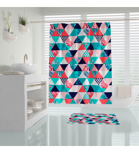 Dijital Baskılı Duş Perdesi Polyester Kumaş Banyo Perdesi 180x200cm 12 Plastik C-halka Hediyeli (Çok Renkli)