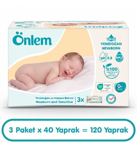 Önlem Yenidoğan Hassas Bakım Islak Havlu Mendil  40x3 120 Yaprak