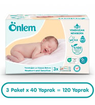 Önlem Yenidoğan Hassas Bakım Islak Havlu Mendil  40x3 120 Yaprak