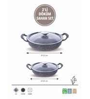 FMS D5013 Döküm Granit 2'li 20-22 cm Kapaklı Sahan Set