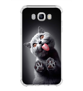 PrintiFy Samsung Galaxy J7 2016 Uyumlu Kedi 2 Baskılı Şeffaf Köşe Korumalı Antişok Kılıf