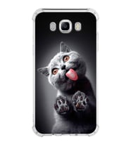 PrintiFy Samsung Galaxy J7 2016 Uyumlu Kedi 2 Baskılı Şeffaf Köşe Korumalı Antişok Kılıf