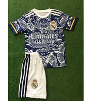 Real Madrid Özel Tasarım Lacivert Dragon Desenli Çocuk Forma Şort Seti (Çok Renkli)
