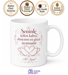 Kişiye Özel Romantik Sabah Kahvesi Kupa Bardak İsimli Hediye