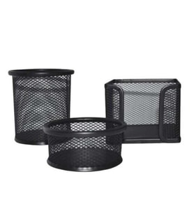 Stilo Metal Masa Seti 3Lü Siyah Notluk Kalemlik Ataşlık