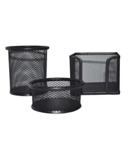 Stilo Metal Masa Seti 3Lü Siyah Notluk Kalemlik Ataşlık