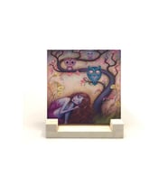 Baykuşlar ve kız Baskılı Taş Masaüstlük 10X10