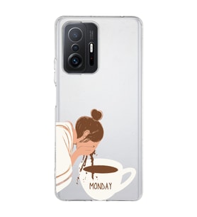 Xiaomi Mi 11T - 11T Pro Uyumlu Kahve Tasarımlı Şeffaf Telefon Kılıfı