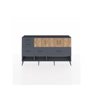 Arges Konsol 3 Raflı 5 Çekmeceli 3 Kapaklı 176x30x99 Antrasit-Çam/Antrasit