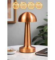 Şarjlı Ledli Mantar Gece Lambası, Rose Gold, 25cm, Modern ve Şık Tasarım (Krem)