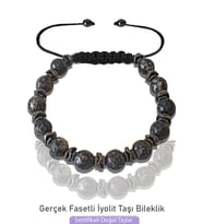 Sertifikalı Fasetli 8mm Doğal Gerçek İyolit Taşı Bileklik - Su Safiri (Çok Renkli)