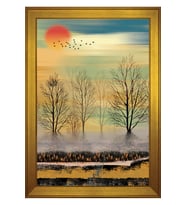 Manzara Temalı Kanvas Tablo 80 x 110 cm Gold Çerçeve