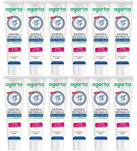 Agarta Doğal Tam koruma Diş Macunu 75 ML Ekstra Beyazlık Güçlü Dişler (Leke Önleyici) (12 Li Set)