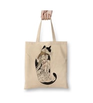 Kedi Geisha Cat Beyaz Bez Çanta Uzun Saplı Alışveriş Çantası Plaj Çantası