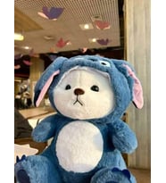 Stitch kostümlü şapkalı sevimli peluş ayıcık 30 cm (Mavi)